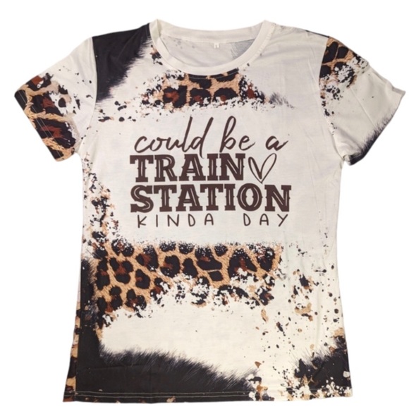 Tops - 🎄BOGO “Could Be A Train Station Kinda Day” 1 Animal Print & 1 Burgundy XL NEW